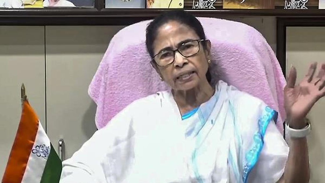 Trinamool Congress chief Mamata Banerjee during a party meeting