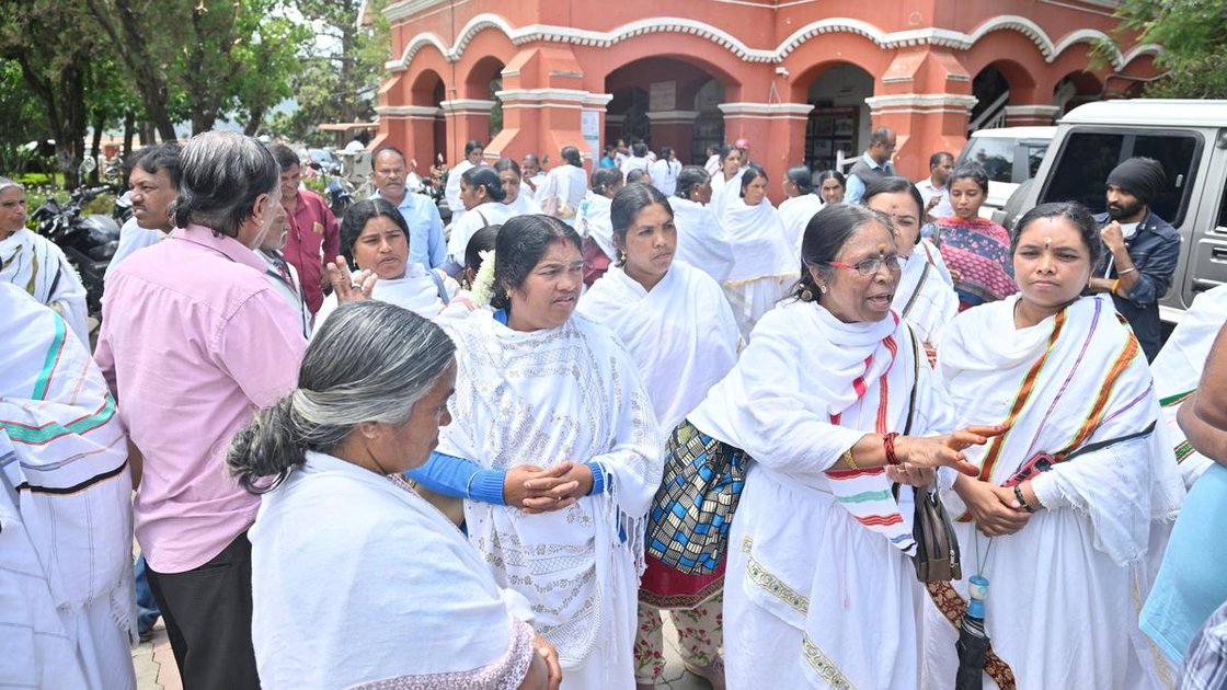 Kota tribe members protesting at District Collectorate in Udhagamandalam