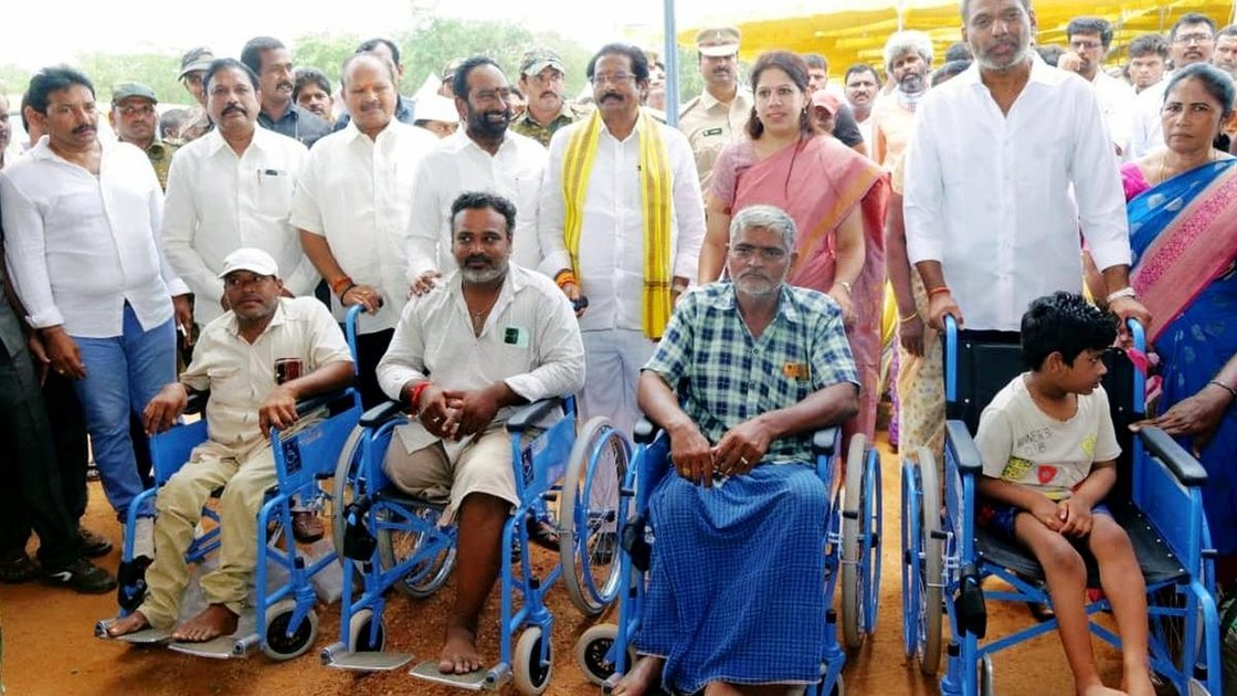 Palnadu minister distributing subsidised tractors to farmers at Narasaraopet event