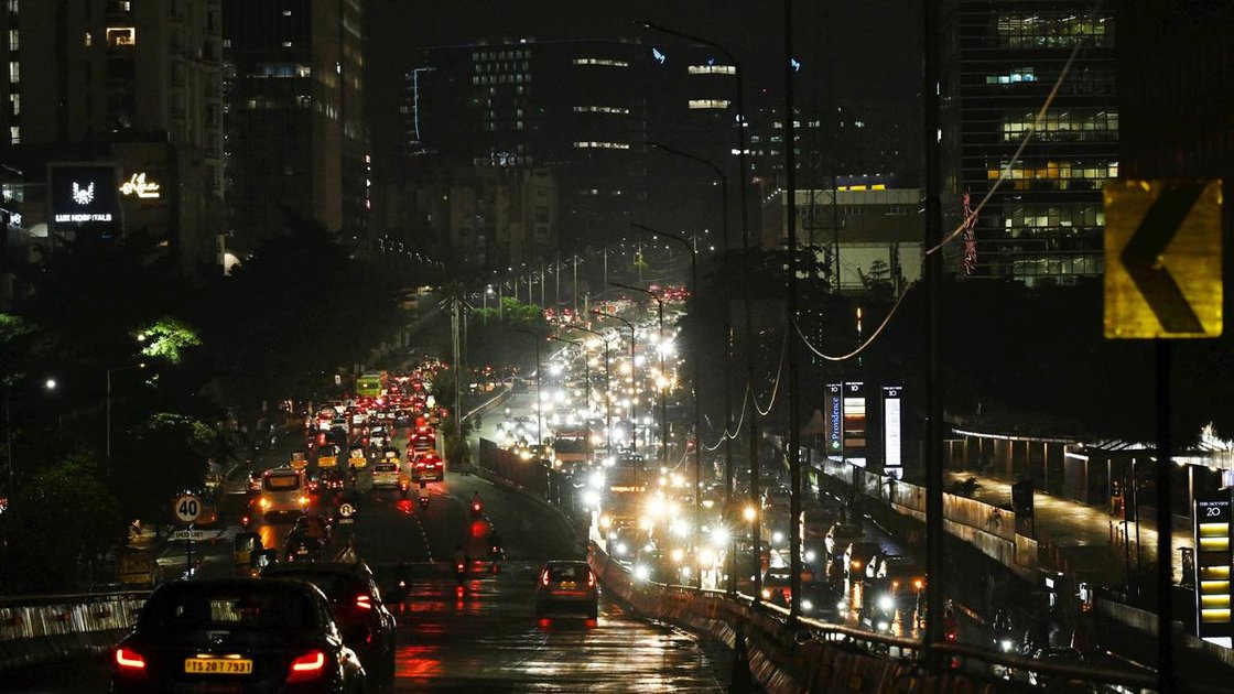 Hyderabad IT corridor Gachibowli stretch traffic jam after heavy rain June 2026