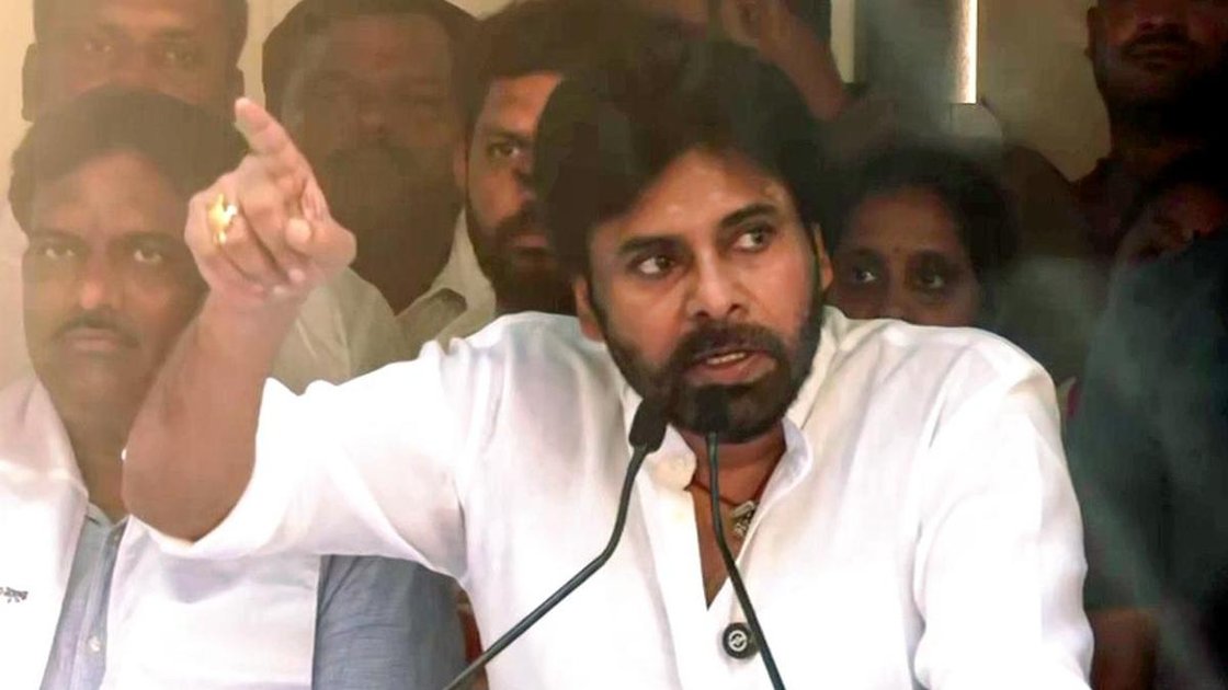 Pawan Kalyan addressing Jana Sena Party meeting in New Delhi