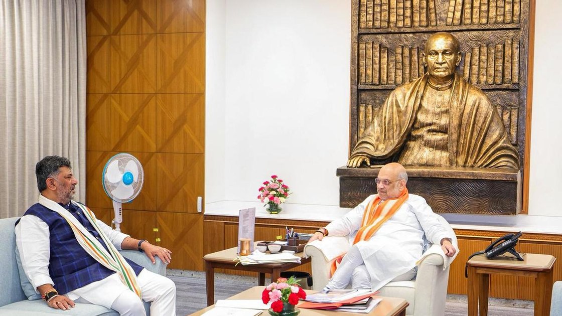 Karnataka Chief Minister D.K. Shivakumar with Union Home Minister Amit Shah in New Delhi