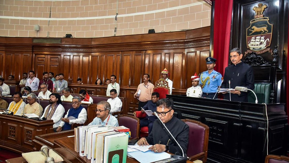 West Bengal Governor R.N. Ravi addresses the first session of the 18th Legislative Assembly at Lok Bhavan, in Kolkata on Thursday (June 18, 2026)
