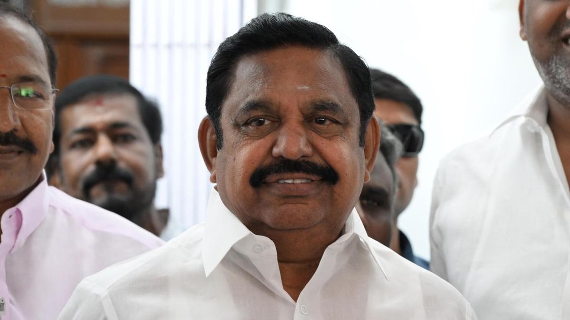 AIADMK general secretary Edappadi K. Palaniswami addressing party workers