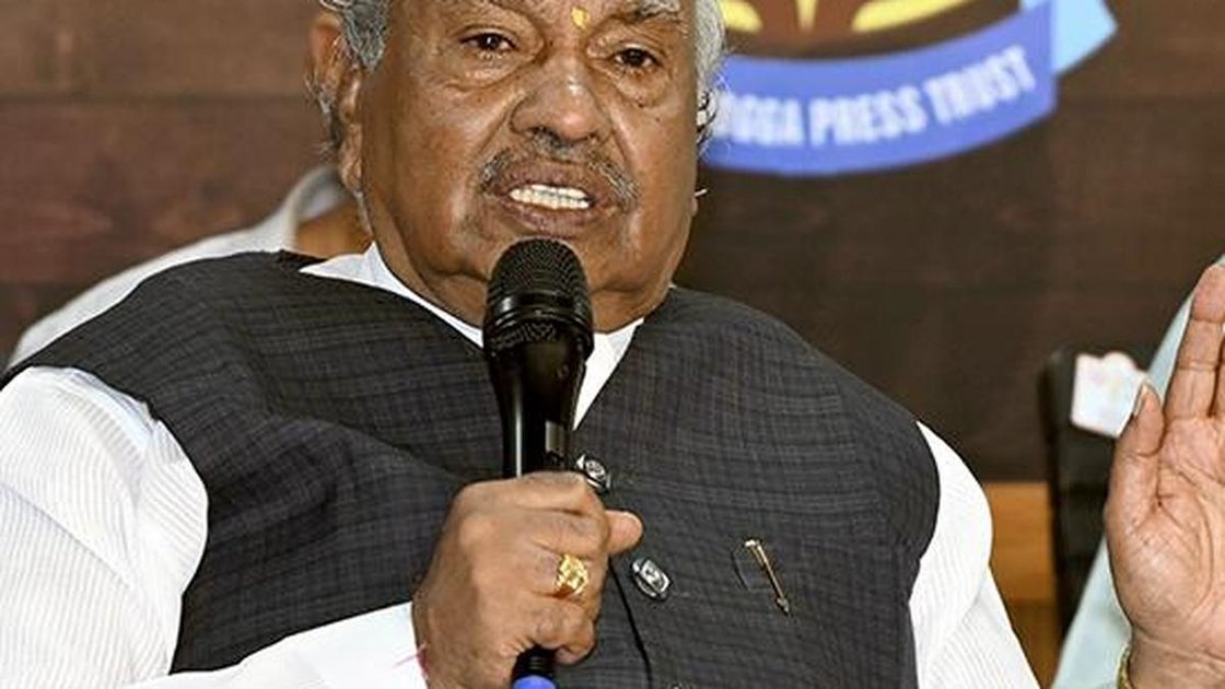 Former Karnataka minister K.S. Eshwarappa speaking to media