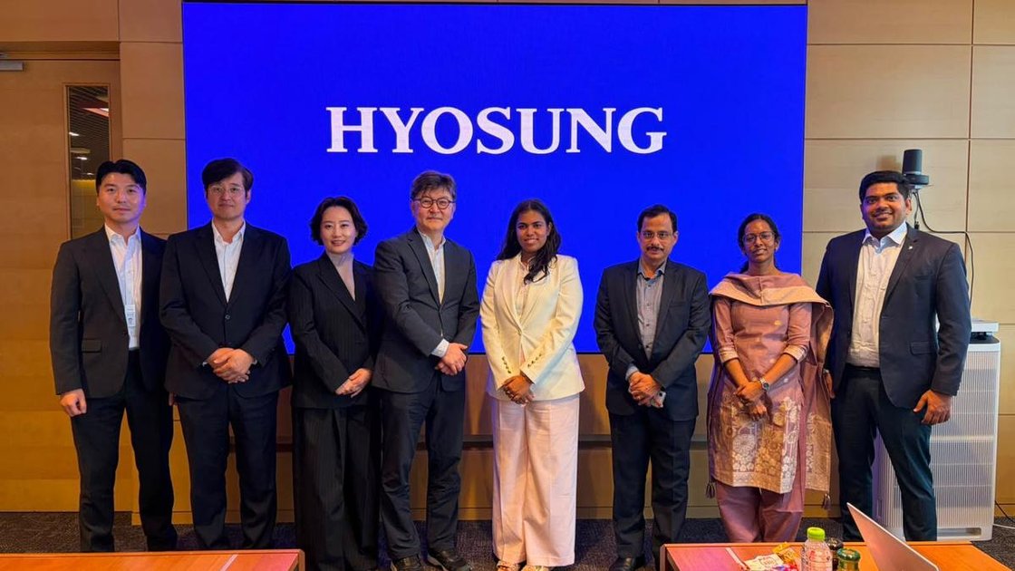 Tamil Nadu Industries Minister S. Keerthana meeting with Hyosung TNS representatives in South Korea