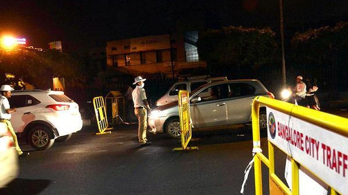 Bengaluru Traffic Police checking motorists during a special drive against drunken driving and speeding