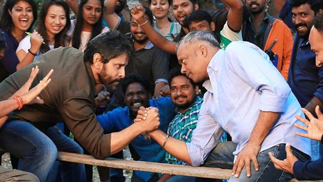 Director Gautam Vasudev Menon and actor Vikram on the sets of Dhruva Natchathiram