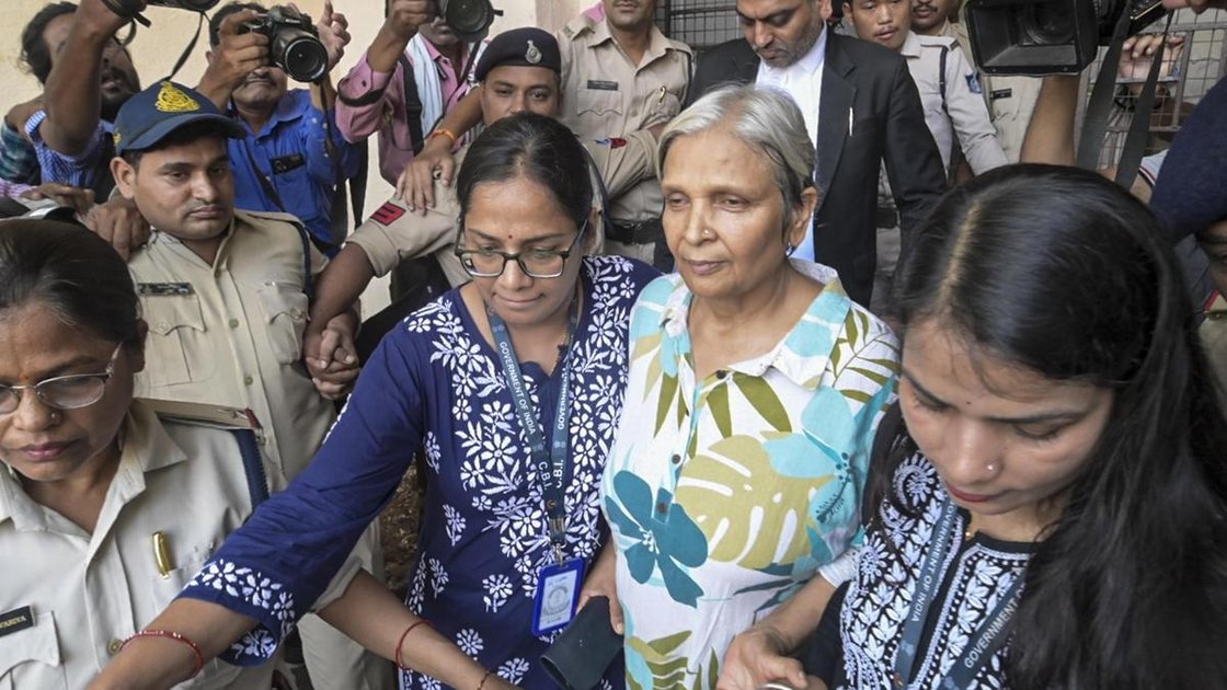 Giribala Singh, prime accused in Twisha Sharma death case, leaving court after being remanded to CBI custody in Bhopal
