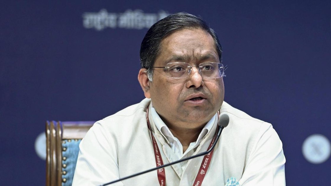 Ministry of External Affairs Additional Secretary Randhir Jaiswal addresses an inter-ministerial briefing on West Asia developments in New Delhi.