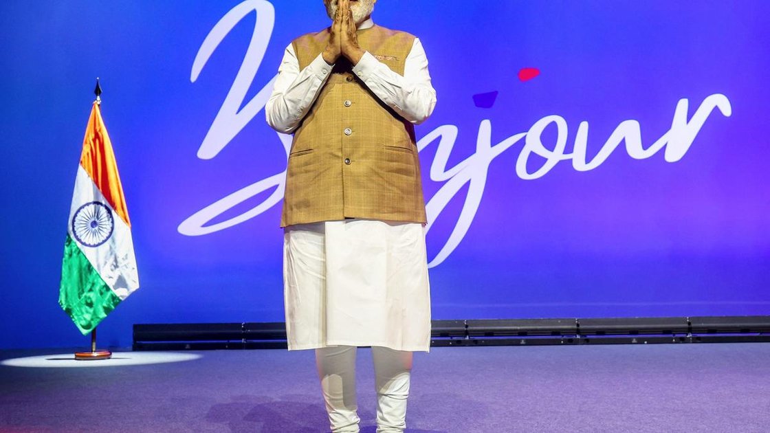 Prime Minister Narendra Modi during an Indian community event, in Paris, France.