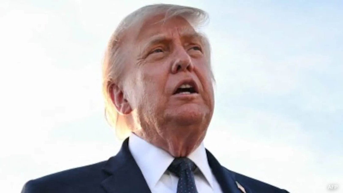 US President Donald Trump speaking at the G7 Summit in France