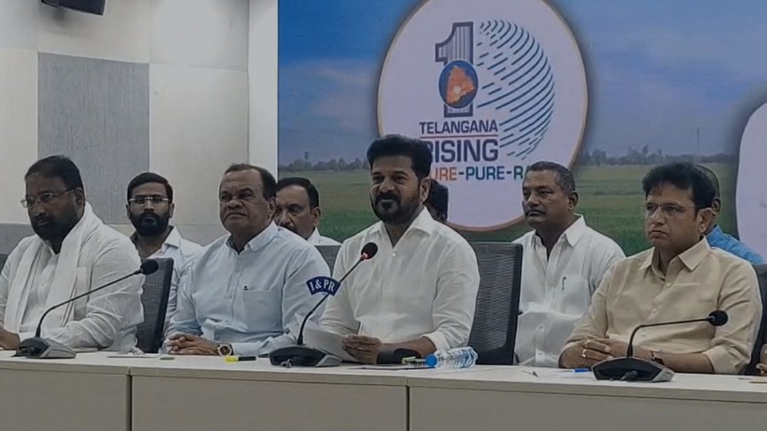 Telangana Chief Minister A. Revanth Reddy addressing a press conference at the State Secretariat in Hyderabad on June 15, 2026.