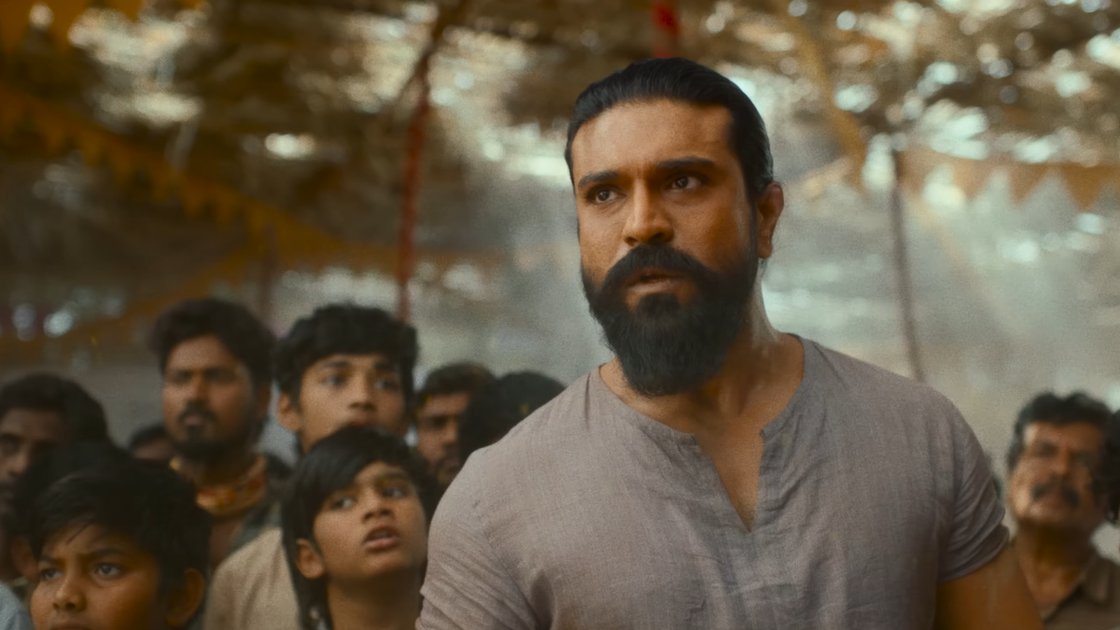 Ram Charan in a still from the film Peddi