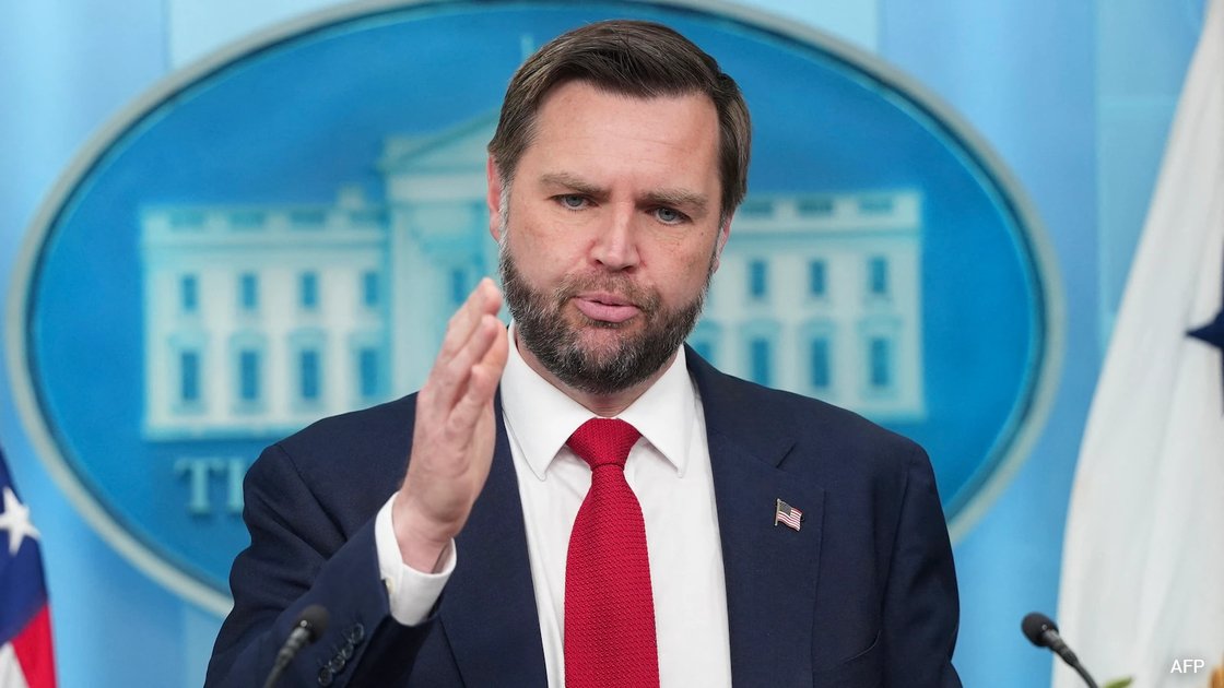 US Vice President JD Vance speaking at a news briefing at the White House