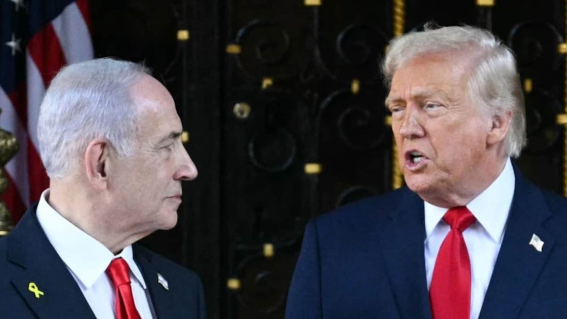 US President Donald Trump and Israeli PM Benjamin Netanyahu in a meeting