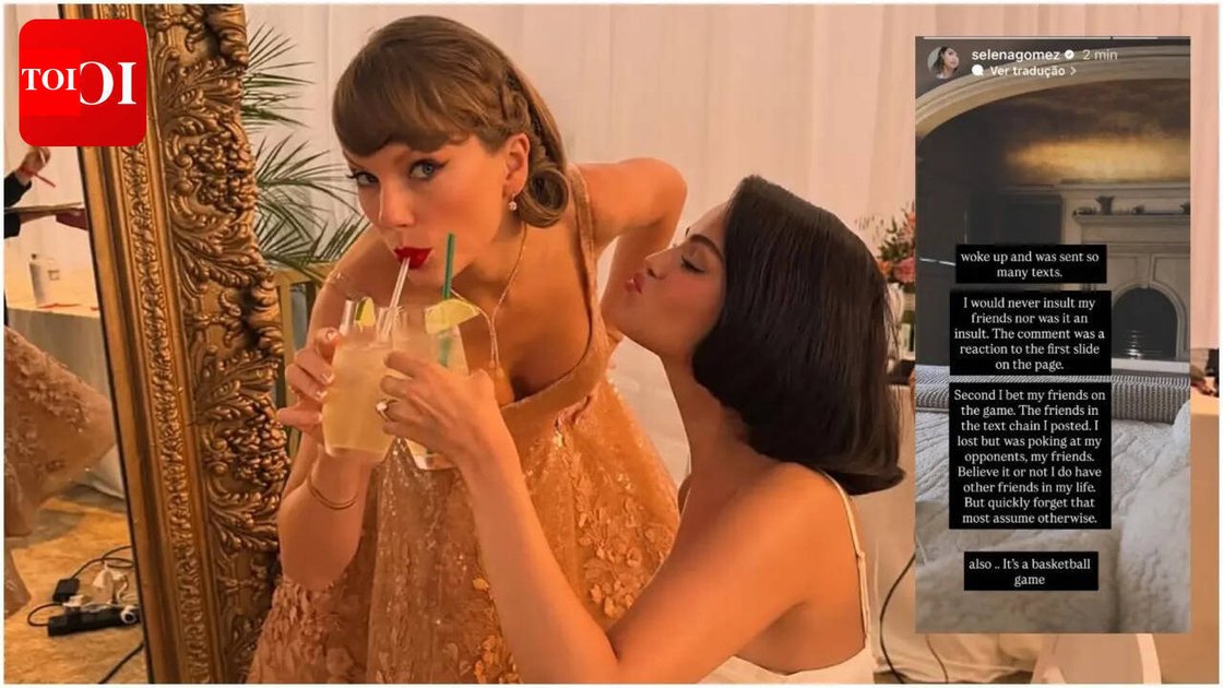 Selena Gomez and Taylor Swift smiling together at an event