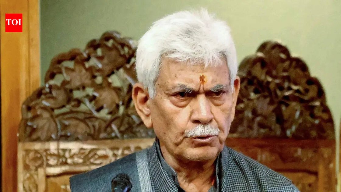 Jammu and Kashmir LG Manoj Sinha addressing a press conference