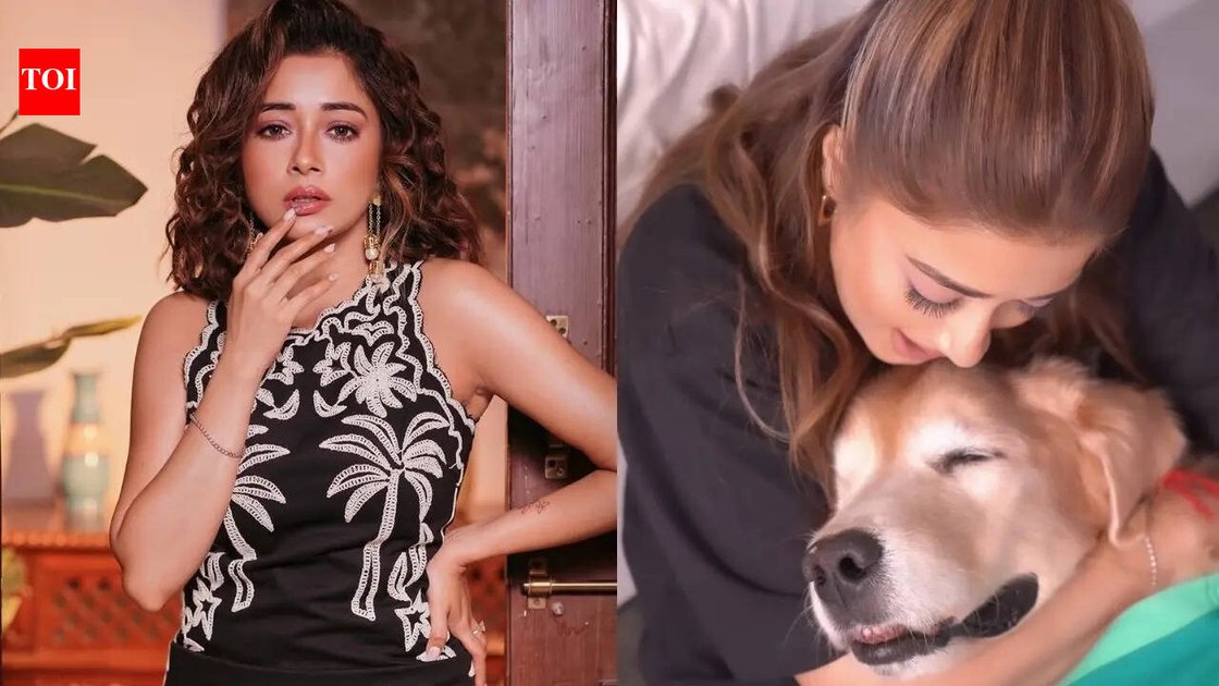 Tina Datta with her pet dog, sharing a tender moment