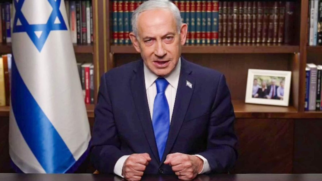 Israeli Prime Minister Benjamin Netanyahu speaking at a press conference